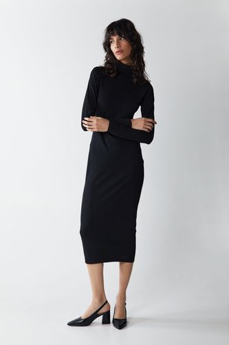 Womens Premium Soft Touch Roll Neck Long Sleeve Midi Dress - - 16 - Warehouse - Modalova