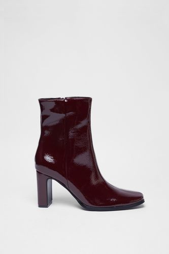 Womens Sqaure Toe Patent Block Heel Ankle Boot - - 5 - Warehouse - Modalova