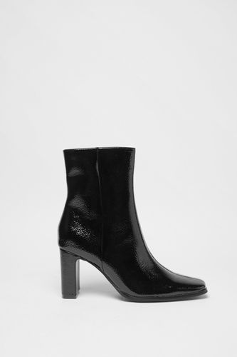 Womens Sqaure Toe Patent Block Heel Ankle Boot - - 7 - Warehouse - Modalova