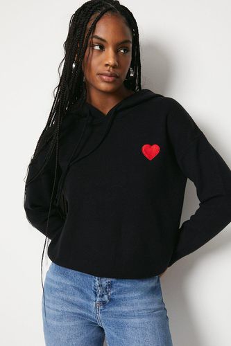 Womens Hooded Heart Embroidered Jumper - - M - Warehouse - Modalova