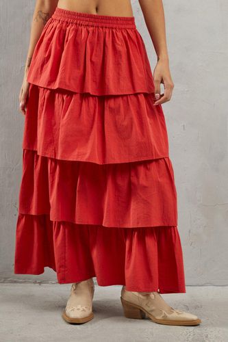 Womens Poplin Frill Tiered Skirt Co Ord - 10 - Warehouse - Modalova