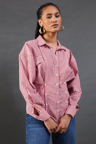 Womens Poplin Triple Placket Stripe Fitted Shirt - - 10 - Warehouse - Modalova