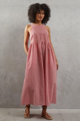 Womens Gingham Sleeveless Maxi Dress - - 10 - Warehouse - Modalova