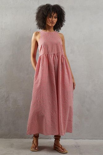 Womens Gingham Sleeveless Maxi Dress - - 14 - Warehouse - Modalova