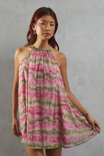 Womens Embellished Chiffon Marble Print Halter Mini Dress - - 14 - Warehouse - Modalova