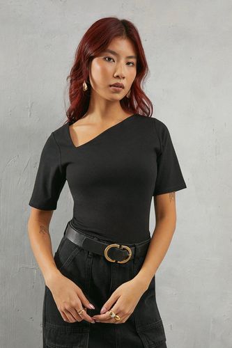 Womens Plain Asymmetric Neck Short Sleeve Jersey Top - - 10 - Warehouse - Modalova