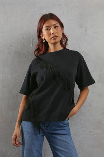 Womens Fringe Asymmetric T-shirt - - 10 - Warehouse - Modalova