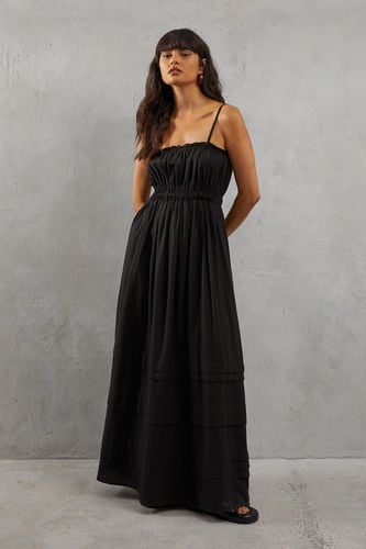 Womens Linen Shirred Body Hem Detailed Maxi Dress - - 10 - Warehouse - Modalova
