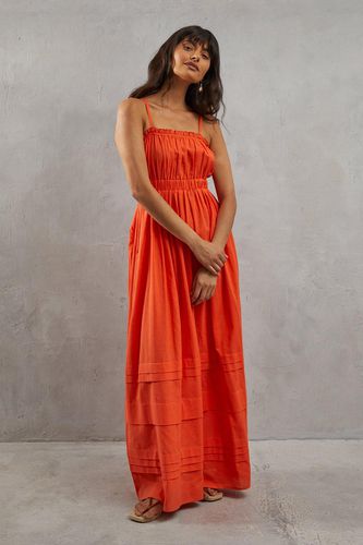 Womens Linen Shirred Body Hem Detailed Maxi Dress - - 12 - Warehouse - Modalova