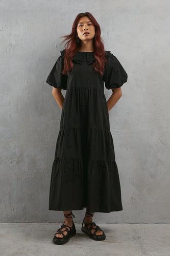 Womens Broderie Oversized Collar Poplin Midi Dress - - 16 - Warehouse - Modalova