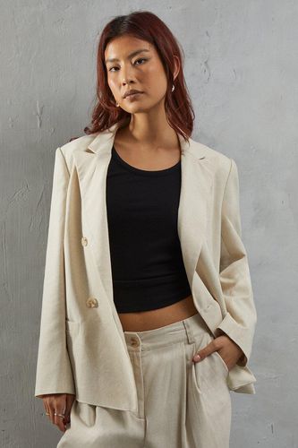 Womens Linen Double Breasted Relaxed Blazer - - 14 - Warehouse - Modalova