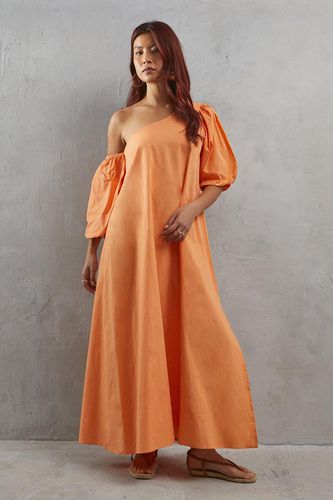Womens Poplin One Shoulder Midi Dress - - 12 - Warehouse - Modalova