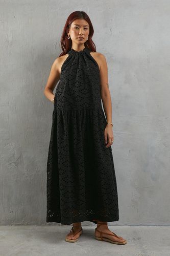 Womens Premium Broderie Halter Drop Hem Midaxi Dress - - 16 - Warehouse - Modalova