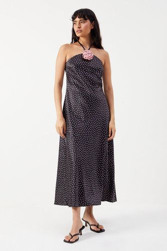 Womens Satin Corsage Detail Bias Cut Midi Dress - - 10 - Warehouse - Modalova