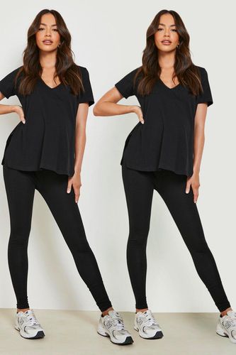 Womens Maternity 2 Pack Over The Bump Leggings - - 12 - boohoo - Modalova