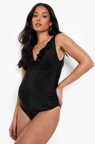 Womens Maternity Frill Plunge Swimsuit - - 12 - boohoo - Modalova