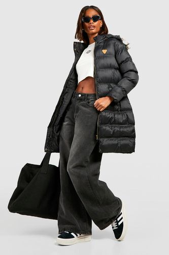 Womens Longline Padded Faux Fur Hooded Jacket - - 12 - boohoo - Modalova