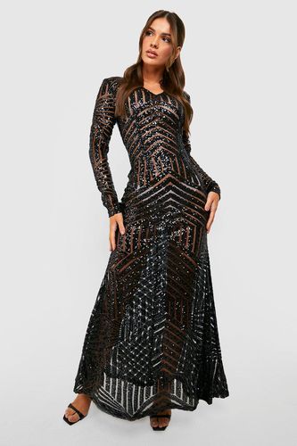 Womens Boutique Sequin Long Sleeve Maxi Bridesmaid Dress - - 10 - boohoo - Modalova