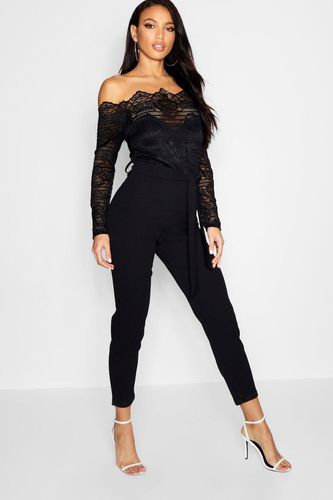 Womens Off The Shoulder Lace 2 In 1 Jumpsuit - - 16 - boohoo - Modalova