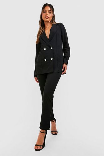Womens Jersey Double Breasted Blazer And Trouser Suit Set - - 12 - boohoo - Modalova