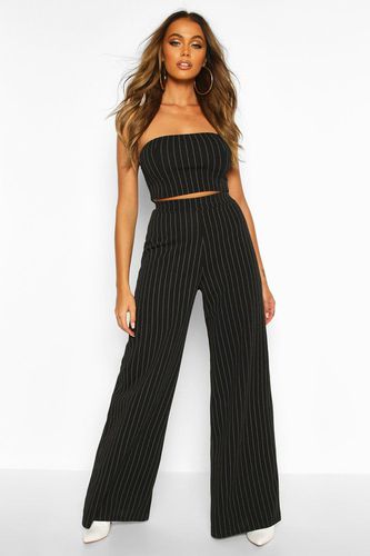 Womens Bandeau Pinstripe Trouser Co-ord Set - - 8 - boohoo - Modalova