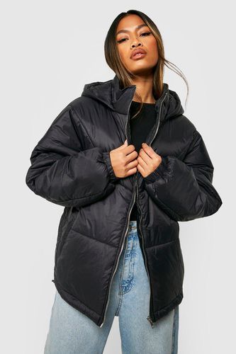 Womens Hooded Quilt Detail Puffer Jacket - - 10 - boohoo - Modalova