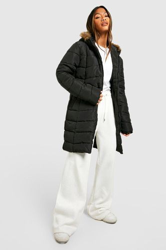 Womens Faux Fur Hooded Panelled Parka Coat - - 14 - boohoo - Modalova
