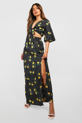 Womens Woven Knot Front Flared Sleeve Crop & Maxi Skirt - - 6 - boohoo - Modalova