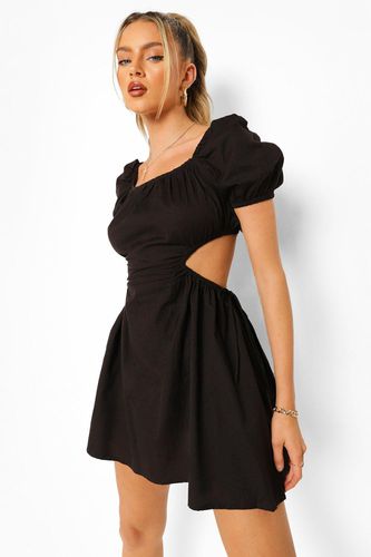 Womens Tie Back Cut Out Cotton Mini Dress - - 10 - boohoo - Modalova