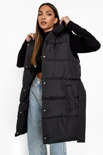 Womens Belted Longline Puffer Gilet - - 10 - boohoo - Modalova