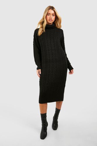 Womens Cable Knit Roll Neck Midi Dress - - M - boohoo - Modalova