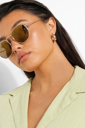 Womens Rounded Metal Frame Sunglasses - - One Size - boohoo - Modalova
