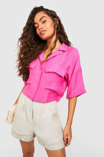 Womens Oversized Linen Effect Shirt - - 10 - boohoo - Modalova