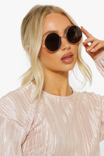 Womens Gold Round Frame Tinted Sunglasses - One Size - boohoo - Modalova