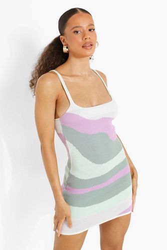 Womens Marble Print Knitted Mini Dress - - L - boohoo - Modalova
