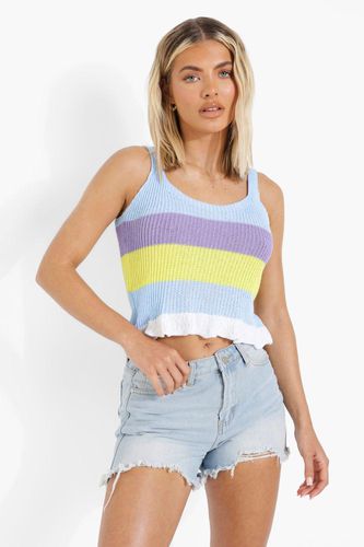 Womens Stripe Knitted Crop Top - - S - boohoo - Modalova