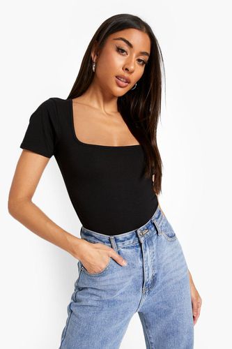 Womens Basic Short Sleeve Square Neck Bodysuit - - 14 - boohoo - Modalova