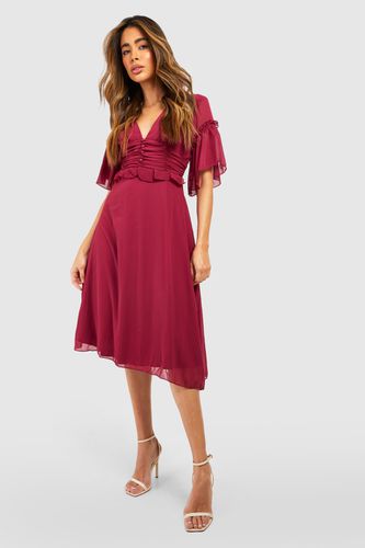 Womens Pleated Ruffle Detail Midi Smock Dress - - 16 - boohoo - Modalova