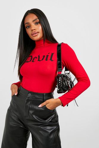 Womens Halloween Devil Printed Long Sleeve Bodysuit - - 6 - boohoo - Modalova