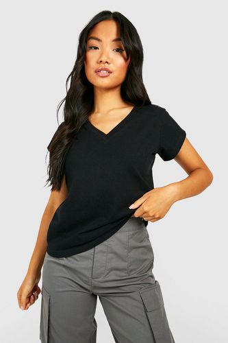 Womens Petite Basic V Neck Cotton T-shirt - - 8 - boohoo - Modalova