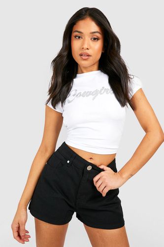 Womens Petite High Waisted Denim Shorts - - 12 - boohoo - Modalova