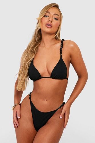 Womens Beaded Straps Crinkle Padded Bikini Set - - 10 - boohoo - Modalova