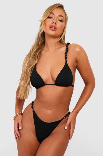 Womens Beaded Straps Crinkle Padded Bikini Set - - 12 - boohoo - Modalova