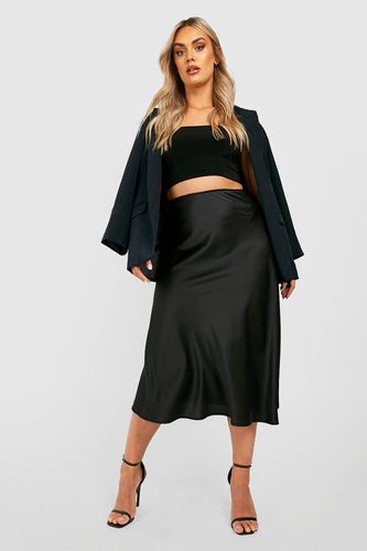 Womens Plus Satin Slip Midi Skirt - - 18 - boohoo - Modalova