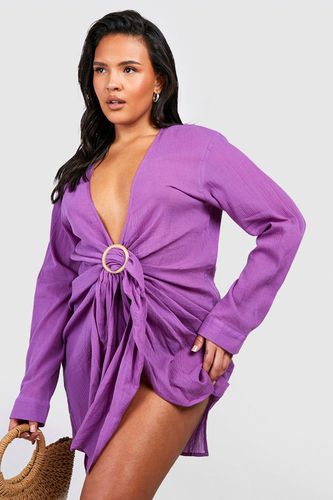 Womens Plus Cheesecloth Ring Detail Beach Dress - - 20 - boohoo - Modalova