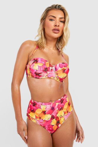 Womens Tropical High Waisted Bikini Brief - - 10 - boohoo - Modalova