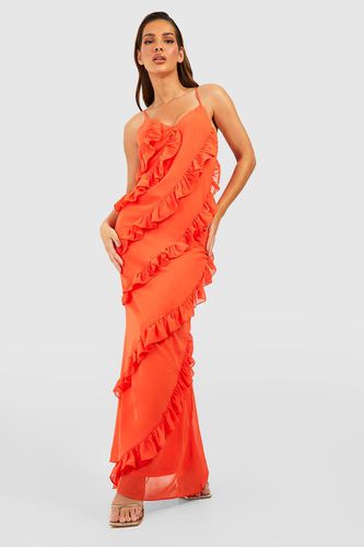 Womens Chiffon Ruffle Detail Maxi Dress - - 10 - boohoo - Modalova