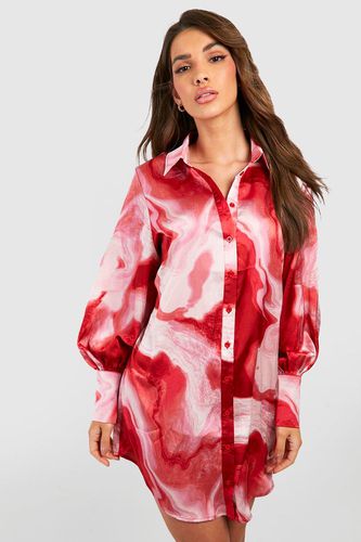 Womens Printed Oversized Shirt Dress - - 10 - boohoo - Modalova
