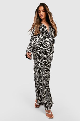 Womens Zebra Cut Out Tie Front Maxi Dress - - 10 - boohoo - Modalova