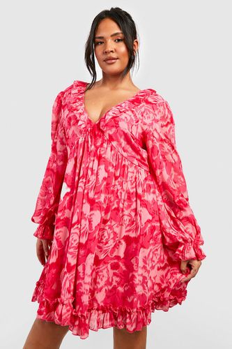 Womens Plus Printed Chiffon Wrap Smock Dress - - 16 - boohoo - Modalova